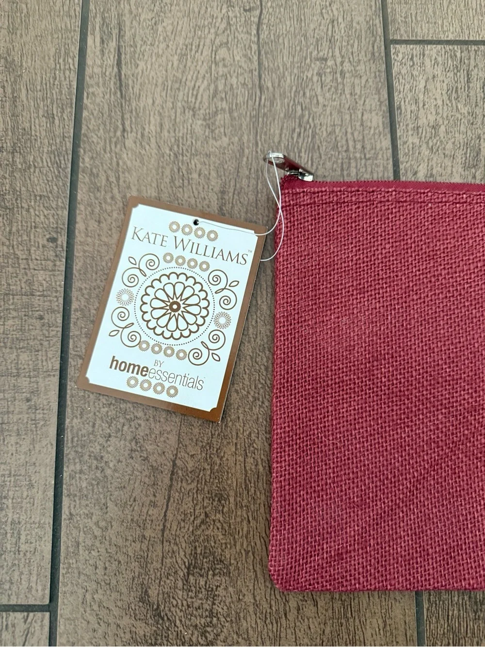 Kate Williams Monogram Canvas Pouch in Burgundy with E Initial
